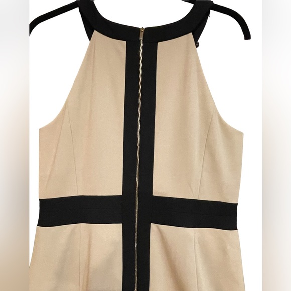 🔥🖤Ann Taylor sleeveless two tone size 12 tan/black dress. QUALITY! NWT - Picture 5 of 6
